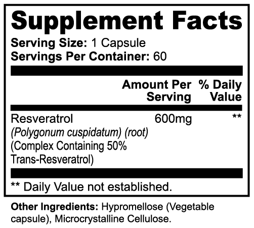 Resveratrol 50% 600mg | Longevity & Cellular Support Weight Management VigorFlow