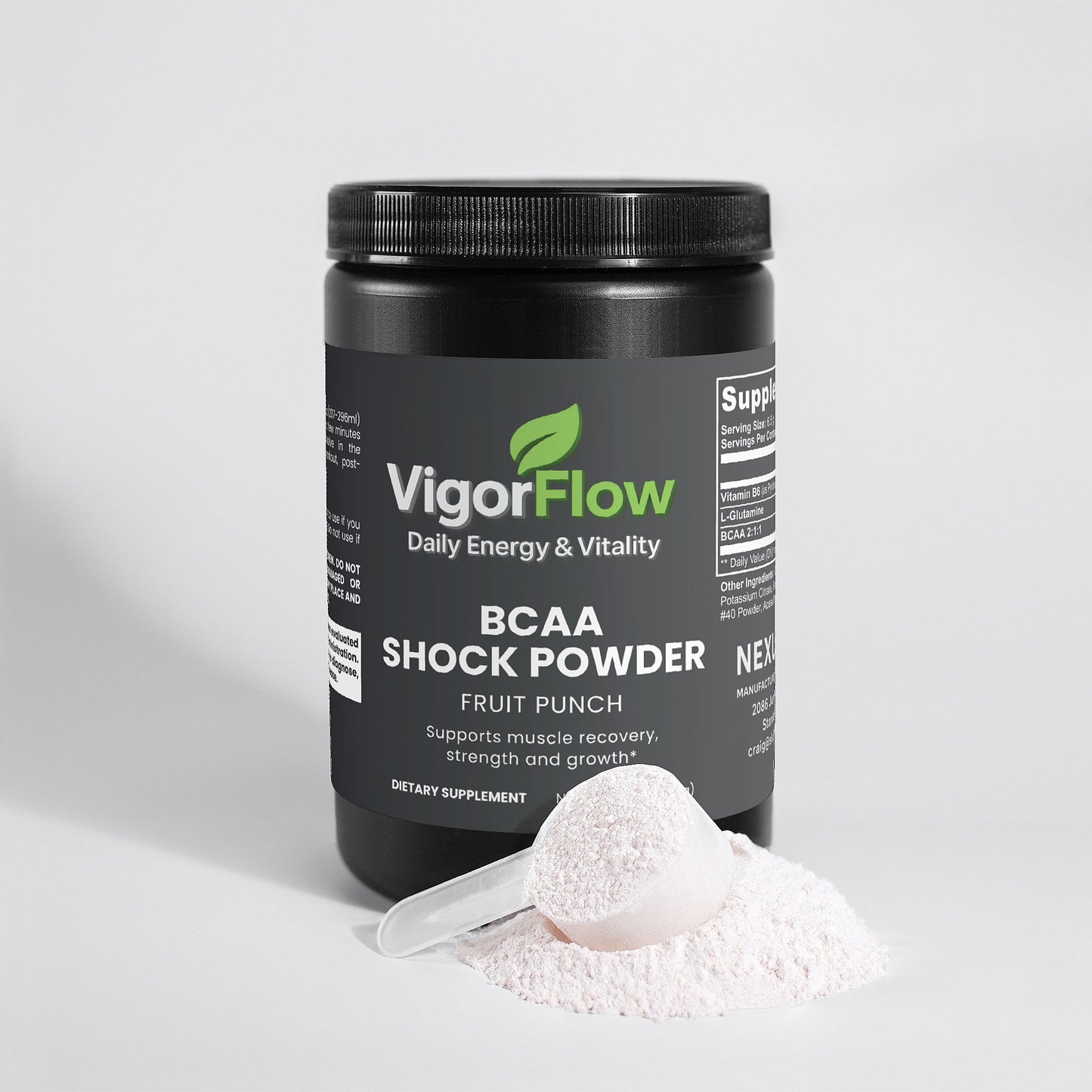 BCAA Shock Powder | Explosive Fruit Punch Recovery Intra-Workout Supplements VigorFlow