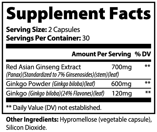 Ginkgo Biloba + Ginseng | Cognitive & Energy Boost Specialty Supplements SkillzAi